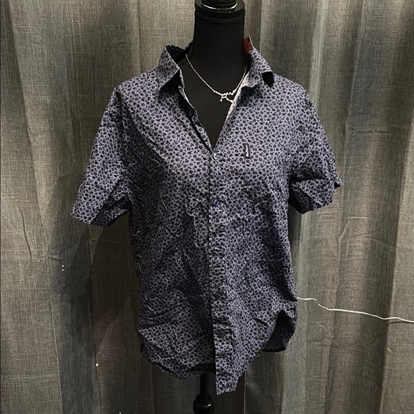 Ben Sherman Blue Casual Button Down Shirt with Pattern - Picture 1 of 4